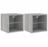 vidaXL TV-Wand TV-Wandschr&auml;nke mit LED-Leuchten 2 Stk. Grau Sonoma, (2-St)