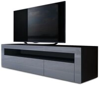 Vladon Lowboard Valencia (TV-Kommode, mit 1 offenem Fach und 2 Klappen), Schwarz