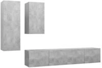 vidaXL TV-Schrank 4-tlg. TV-Schrank-Set Betongrau Holzwerkstoff (4-St)