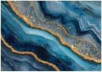 Wallarena Fototapete Blau, Querformat, Schlafzimmer, glatt, Marmor, 300x210cm