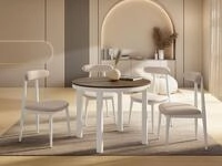 WFL GROUP Esstisch Rowan ausziehbar rund loft-stil mit wei&szlig;en Metallbeinen...