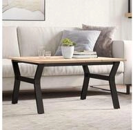 vidaXL Couchtisch, Couchtisch Y-Gestell 80x80x45cm Massivholz Kiefer und Stahl