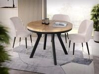 WFL GROUP Esstisch Lume ausziehbar rund modern mit schwarzen Holzbeinen (MADE...