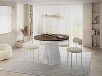 WFL GROUP Esstisch Naro White ausziehbar rund modern mit wei&szlig;en Metallbeinen...