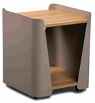 M2 Kollektion Beistelltisch Rollen, Ablage, Eiche Dekor, Metall braun + MDF -