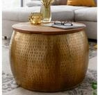 FINEBUY Couchtisch FB80735 Sofatisch Rund Metall &Oslash; 60 cm Tisch Stauraum...