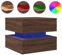vidaXL Couchtisch NA Couchtisch mit LED Leuchten Braun Eichen-Optik 50x50x40 cm