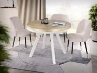 WFL GROUP Esstisch Lume Wei&szlig; ausziehbar rund modern mit wei&szlig;en Holzbeinen...