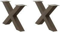 vidaXL Tischbein, Couchtischbeine X-Form 2 Stk. Naturstahl 70x(42-43) cm Stahl