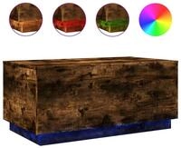 vidaXL Couchtisch NA Couchtisch mit LED Leuchten R&auml;uchereiche 90x50x40 cm
