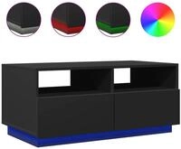 vidaXL Ablagetisch, Couchtisch mit LED-Leuchten Schwarz 90x49x40 cm