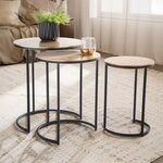 FINEBUY Satztisch FB92225 Beistelltisch 3er Set Rund Metall Couchtisch Dekotisch gold