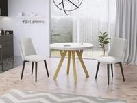 WFL GROUP Esstisch Mateo ausziehbar rund modern mit goldenen Holzbeinen (MADE...