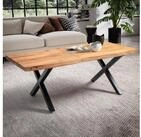 FINEBUY Couchtisch FB100789 Akazie Massiv 120cm &middot; Wohnzimmertisch Baumkante