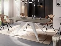 WFL GROUP Esstisch Fatina ausziehbarer rechteckig loft mit wei&szlig;en Metallbeinen...