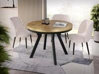 WFL GROUP Esstisch Lume ausziehbar rund modern mit schwarzen Holzbeinen (MADE...