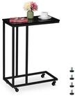 relaxdays Beistelltisch in C-Form mit Rollen, schwarz