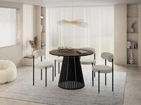 WFL GROUP Esstisch Naro Black ausziehbar rund mit schwarzen Lamellen,...