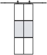 vidaXL Schiebet&uuml;r, Schiebet&uuml;r mit Beschlag Schwarz 76x205 cm Hartglas