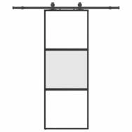 vidaXL Schiebet&uuml;r, Schiebet&uuml;r mit Beschlag Schwarz 76x205 cm Hartglas