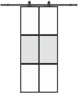 vidaXL Schiebet&uuml;r, Schiebet&uuml;r mit Beschlag Schwarz 90x205 cm Hartglas