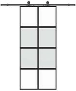 vidaXL Schiebet&uuml;r, Schiebet&uuml;r mit Beschlag Schwarz 90x205 cm Hartglas