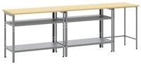 vidaXL Werkbank Werkbank-Set 3 pcs Beige und Grau Pulverbeschichteter Stahl,...