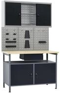 vidaXL Werkbank Werkbank mit 3 Werkzeugw&auml;nden und 1 Wandschrank, (1-tlg)