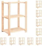vidaXL Schwerlastregal Lagerregale 3 B&ouml;den 10 Stk. 60x38x90cm Massivholz Kiefer