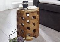 Massivmoebel24 Hocker UNIKA (Hocker Teak Wurzel 30x30x47 natur lackiert UNIKA...