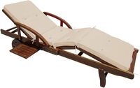 Casaria Gartenliege Braun, Auflage Creme 320kg Belastbar Klappbar R&auml;der Ablage