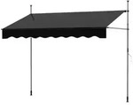 COSTWAY Klemmmarkise Gelenkarmmarkise 250cm breit, mit Handkurbel, Balkon schwarz 250