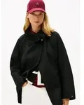 Tommy Hilfiger Kurzmantel DF WOOL GB FUNNEL NK COAT mit Wolle schwarz S