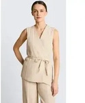 TOM TAILOR Kurzblazer Blazer Crinkle Blazer-Weste mit Leinenanteil beige S (36)