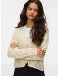 Vero Moda Strickjacke VMAVA LS V-NECK TIE STRING CARDIGAN Baumwolle, gewellte