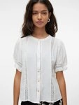 Vero Moda Kurzarmbluse VMNATALI 2/4 LACE SHORT TOP WVN NOOS Baumwolle, regular...