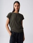 OPUS Kurzarmshirt Salti aus weichem Jersey mit Crinkle Effekt Zarte Falten...