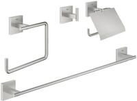 Grohe Toilettenpapierhalter Start Cube, Bad-Set 4 in 1 - Supersteel