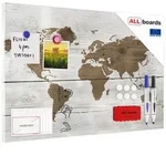 ALLboards Magnettafel Metallische Magnettafel, MetalBoard, WELTKARTE HELL 60 cm x 40