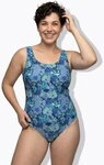 Ulla Popken Badeanzug Badeanzug Bl&uuml;ten ohne Softcups Rundhalsausschnitt