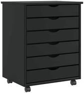 vidaXL Schrankmodule Rollschrank mit Schubladen MOSS Schwarz Massivholz Kiefer
