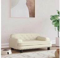 vidaXL Tierbett, Hundebett Creme 70x45x30 cm Kunstleder
