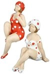 GILDE Dekoobjekt 2tlg. Poly Figur "Becky" rot/wei&szlig; Kantensitzer
