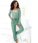 Vivance Dreams Pyjama mit garngef&auml;rbten Streifen gr&uuml;n 32/34