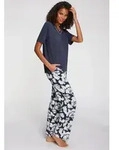 LASCANA Pyjama (Set, 2 tlg) mit sch&ouml;nem Blumenmuster blau 40/42