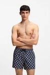 HUGO Badeshorts AARON mit Schachbrett-Logos, elastischer Bund