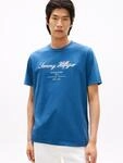 T-Shirt TOMMY HILFIGER "SCRIPT LOGO TEE", Herren, Gr. XXL, blau (aegean sea), Single