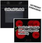 Wolkenstein Backofen-Set Backofen ECO Umluftgrill + PKM Elektrokochfeld Zweikreis