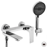 wohnwerk.idee Wannenarmatur Badewanne Armatur Wasserhahn Schwenkbar Handbrause...