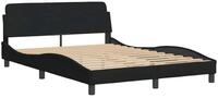 vidaXL Bett Bettgestell Dover Schwarz 135x190 cm Stoff